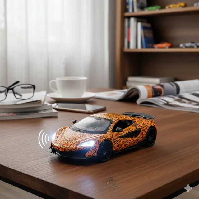 D-Power - 1:32 Die-Cast McLaren 600LT Keith Haring Edition Orange with Lights & Sound