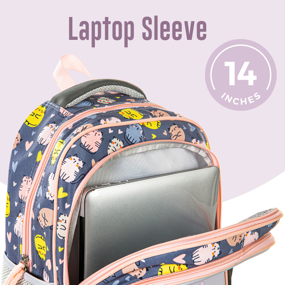 Eazy Kids – School Bag w/Pencil Case 16Inch – Purrfect Greyb-1442001