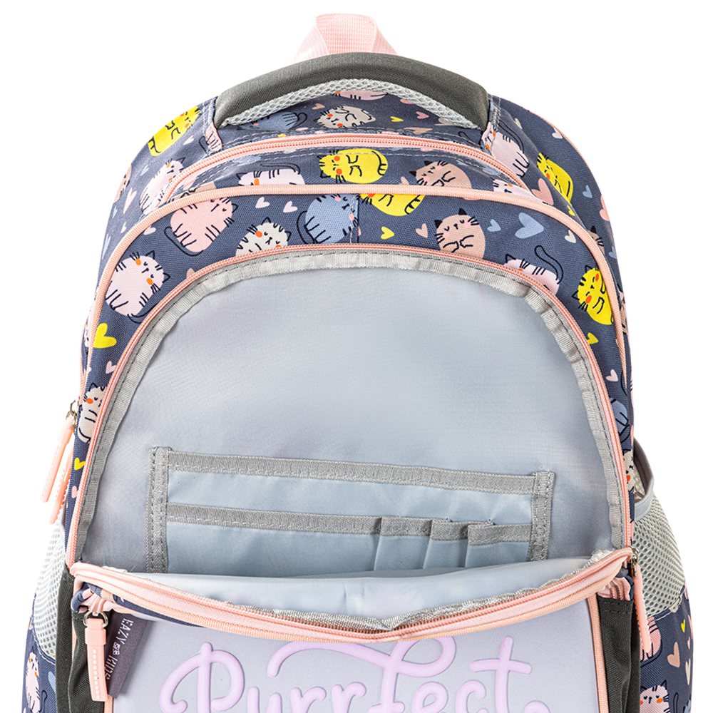 Eazy Kids – School Bag w/Pencil Case 16Inch – Purrfect Greyb-1442001