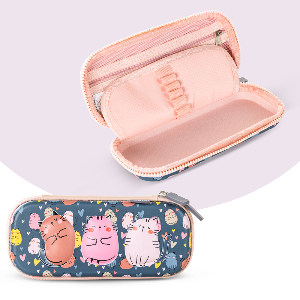 Eazy Kids – School Bag w/Pencil Case 16Inch – Purrfect Greyb-1442001