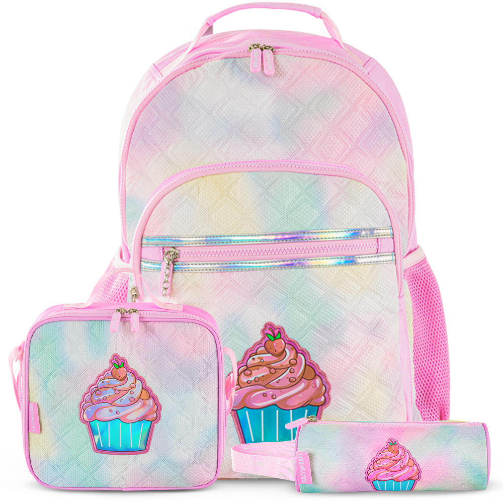 Eazy Kids – 17-Inch Backpack W/ Lunch Bag & Pencil Case – Set of 4 – Sugar Pop Pink