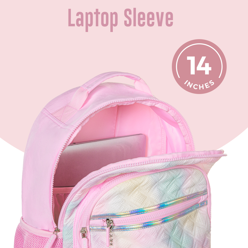Eazy Kids – 17-Inch Backpack W/ Lunch Bag & Pencil Case – Set of 4 – Sugar Pop Pink