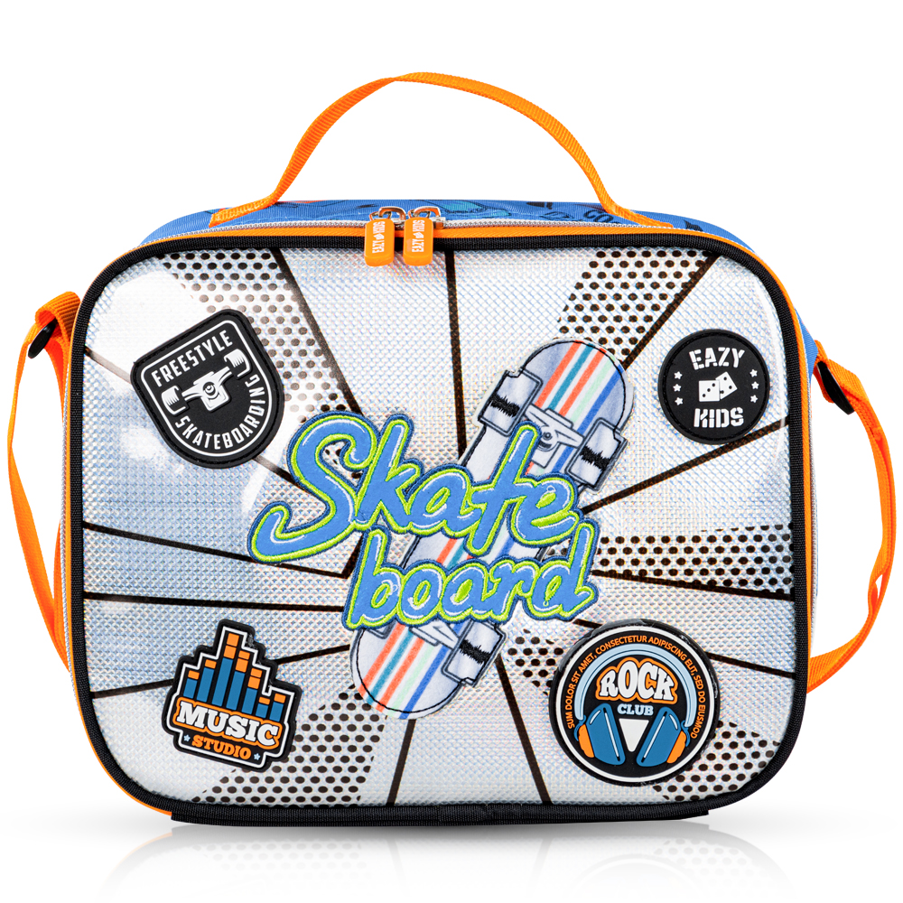 Eazy Kids – 17-Inch Backpack W/ Lunch Bag & Pencil Case – Set of 4 – Skate Board