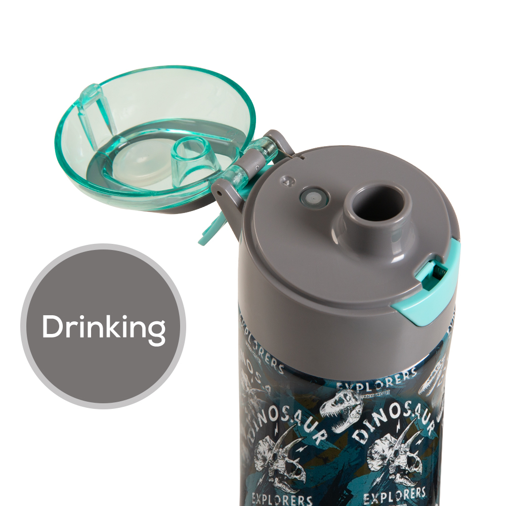 Eazy Kids – Insulated Stainless Steel Water Bottle w/ Spray -T-Rex, 640ml Green