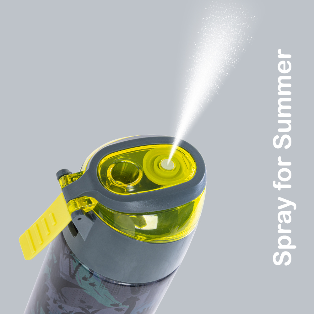 Eazy Kids – Insulated Stainless Steel Water Bottle w/ Spray -T-Rex, 640ml Green