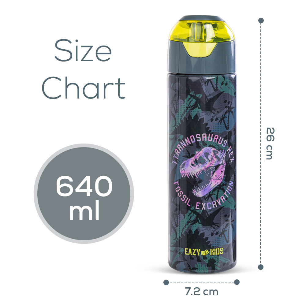 Eazy Kids – Insulated Stainless Steel Water Bottle w/ Spray -T-Rex, 640ml Green