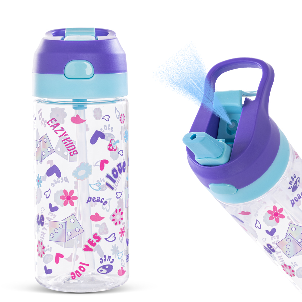 Eazy Kids -Muffin Tritan Water Bottle W/ Spray 500ml - Purple