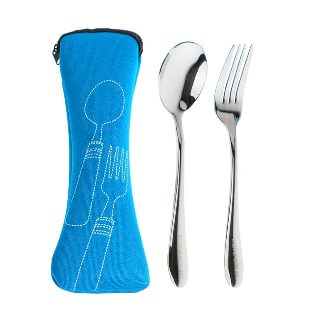 Eazy Kids - Jumbo Bento Lunch Box with Blue Lunch Bag - Food Jar and Cutlery - Blue