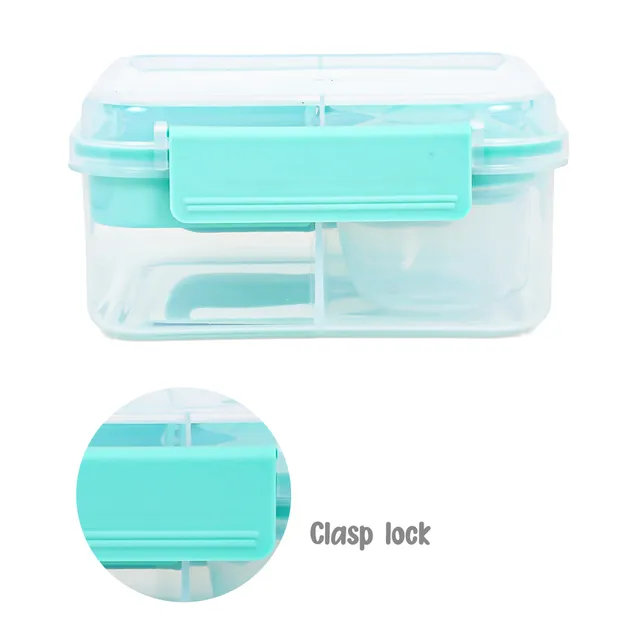 Eazy kids – 3/4/5 Compartment Convertible 1250ml Bento Lunch Box with 150ml Gravy Bowl – Green