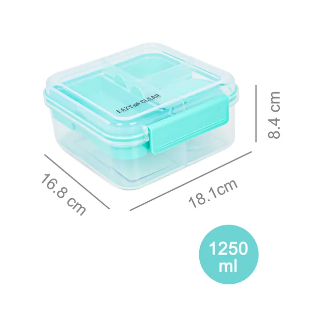 Eazy kids – 3/4/5 Compartment Convertible 1250ml Bento Lunch Box with 150ml Gravy Bowl – Green