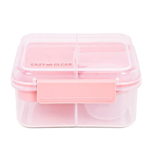 Eazy kids – 3/4/5 Compartment Convertible 1250ml Bento Lunch Box with 150ml Gravy Bowl – Pink