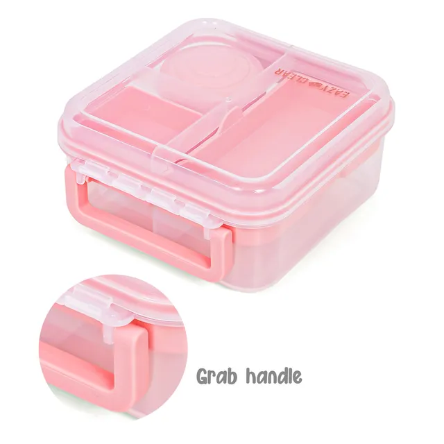 Eazy kids – 3/4/5 Compartment Convertible 1250ml Bento Lunch Box with 150ml Gravy Bowl – Pink