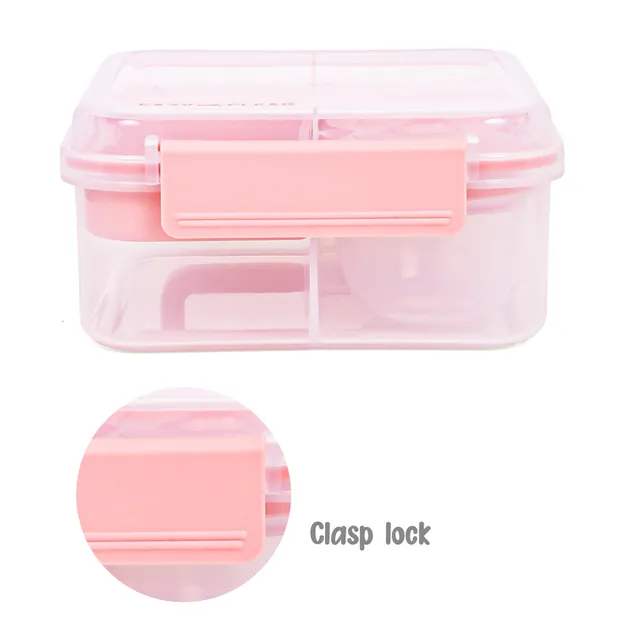 Eazy kids – 3/4/5 Compartment Convertible 1250ml Bento Lunch Box with 150ml Gravy Bowl – Pink