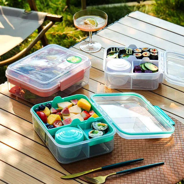 Eazy kids – 3/4/5 Compartment Convertible 1250ml Bento Lunch Box with 150ml Gravy Bowl – Pink