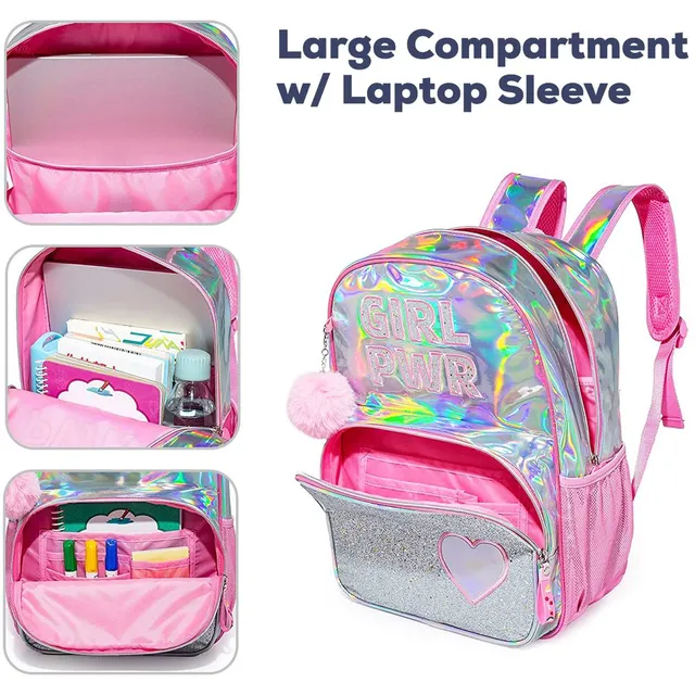 Eazy Kids-18″ School Bag Lunch Bag Pencil Case Set of 3 Girl Power – Pink