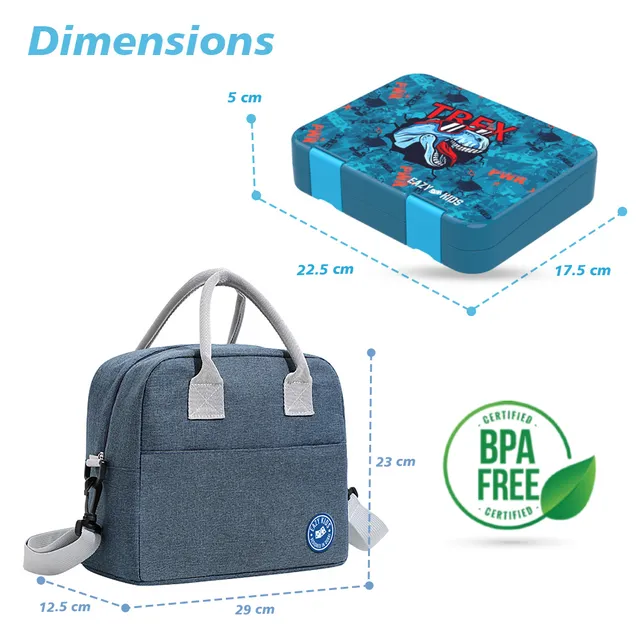 Eazy Kids – Lunch Box with Lunch Bag and Sandwich Cutter Set – TREX Blue