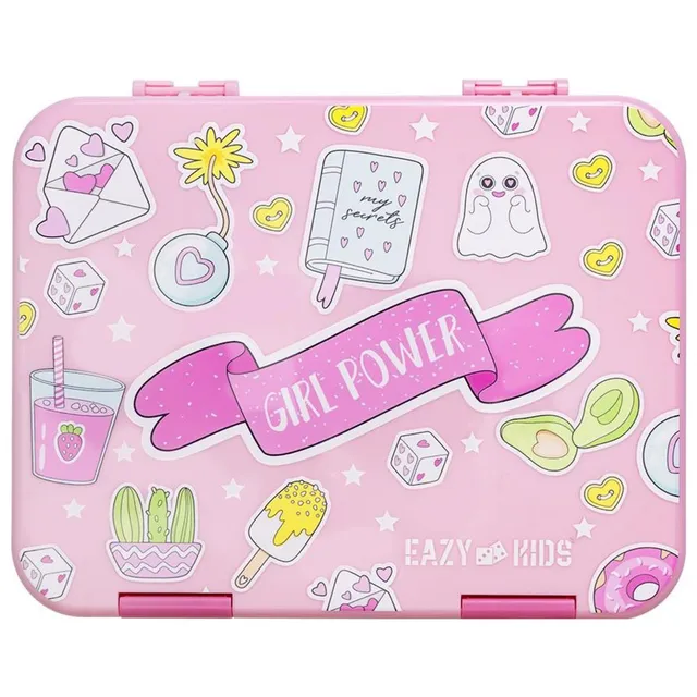 Eazy kids - 5 & 4 Convertible Bento Lunch Box with Sandwich Cutter Set - Girl Power