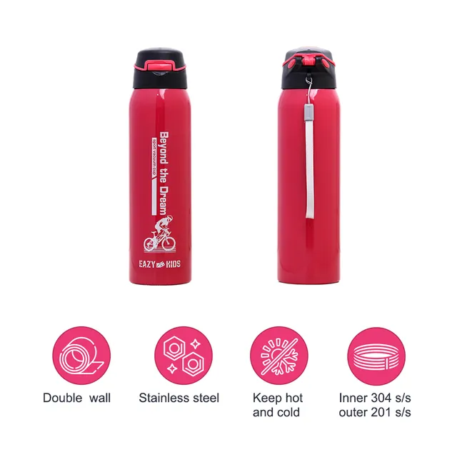 Eazy kids – Insulated School Water Bottle – Pink, 500ml