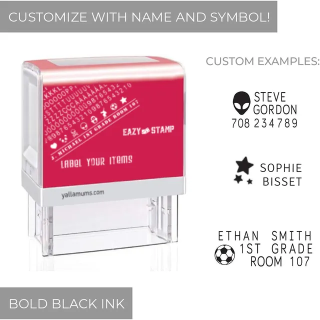 Eazy kids – Customizable Self Inking Fabric Stamp Kit – Black