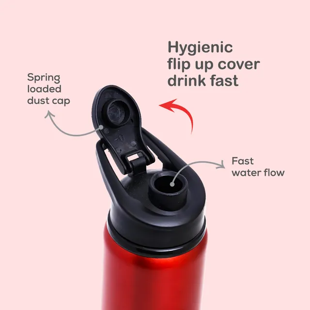 Eazy kids – Stainless Steel Sports Water Bottle – Red, 700ml