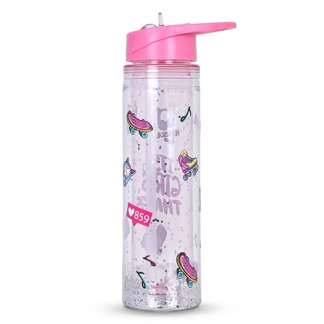 Eazy kids - Tritan Double Wall Glitter 550ml Water Bottle - It's Girls Things Pink