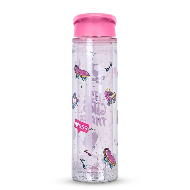 Eazy kids - Tritan Double Wall Glitter 550ml Water Bottle - It's Girls Things Pink