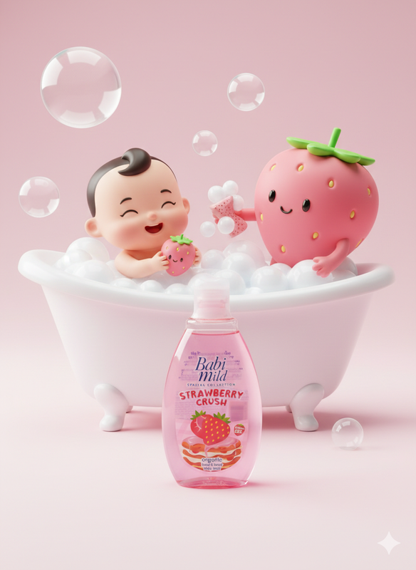 Babi Mild - Head and Body Baby Bath Strawberry Crush Organic - 180ml
