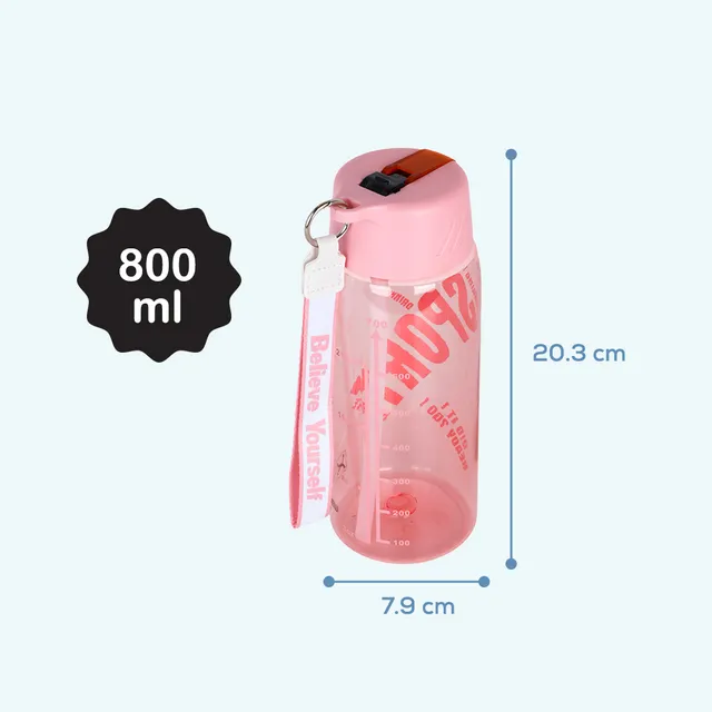 Hydrobrew – Water Bottle 800ml with Grab String – Pink