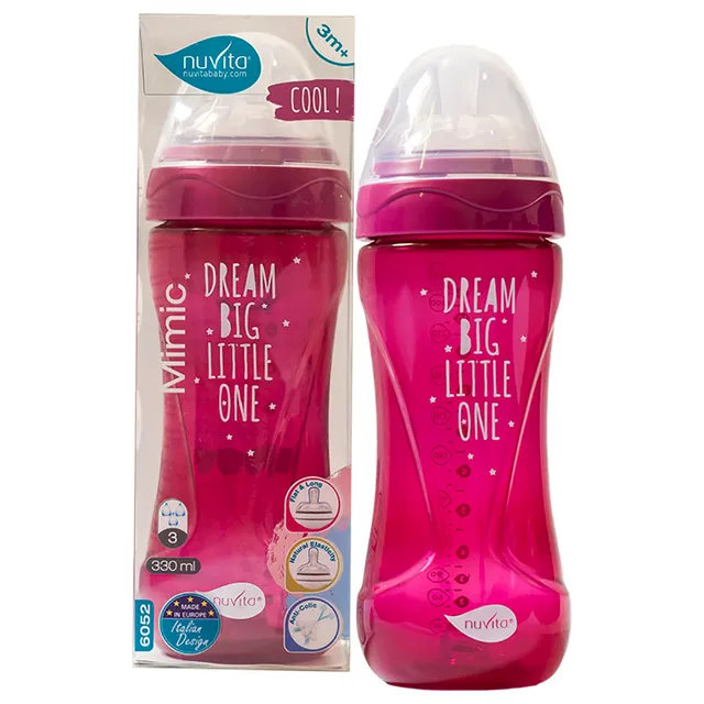 Nuvita - Mimic Cool Anti Colic Baby Bottles 330ml - Dark Pink