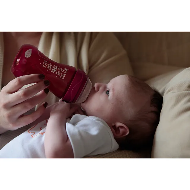 Nuvita – Mimic Cool Anti Colic Baby Bottles 330ml – Dark Pink