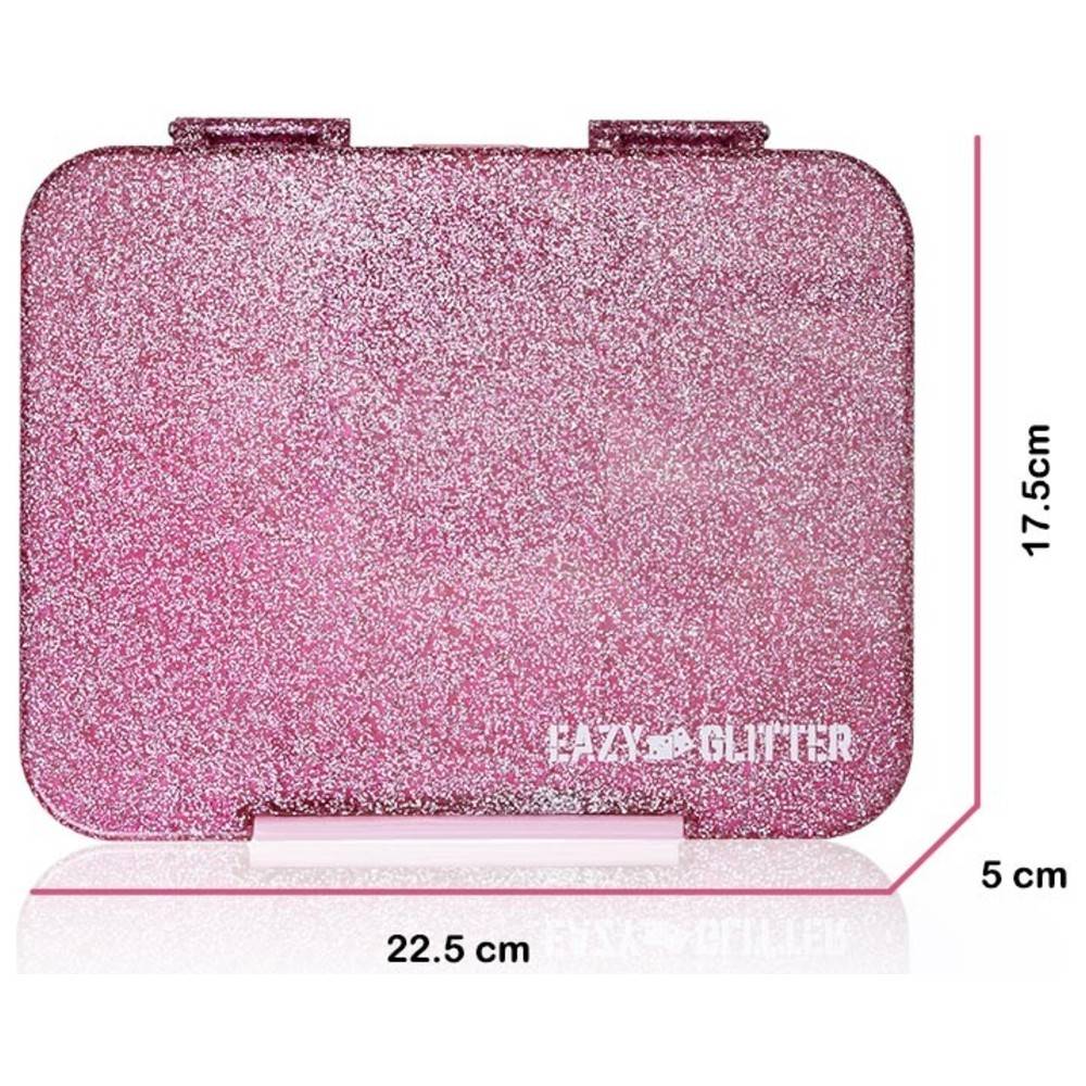 Eazy Kids 6 & 4 Convertible Bento Lunch Box – Glitter Pink