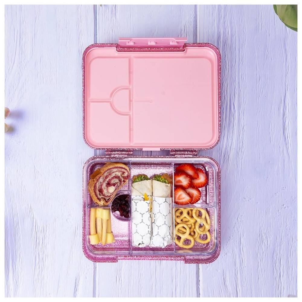 Eazy Kids 6 & 4 Convertible Bento Lunch Box – Glitter Pink