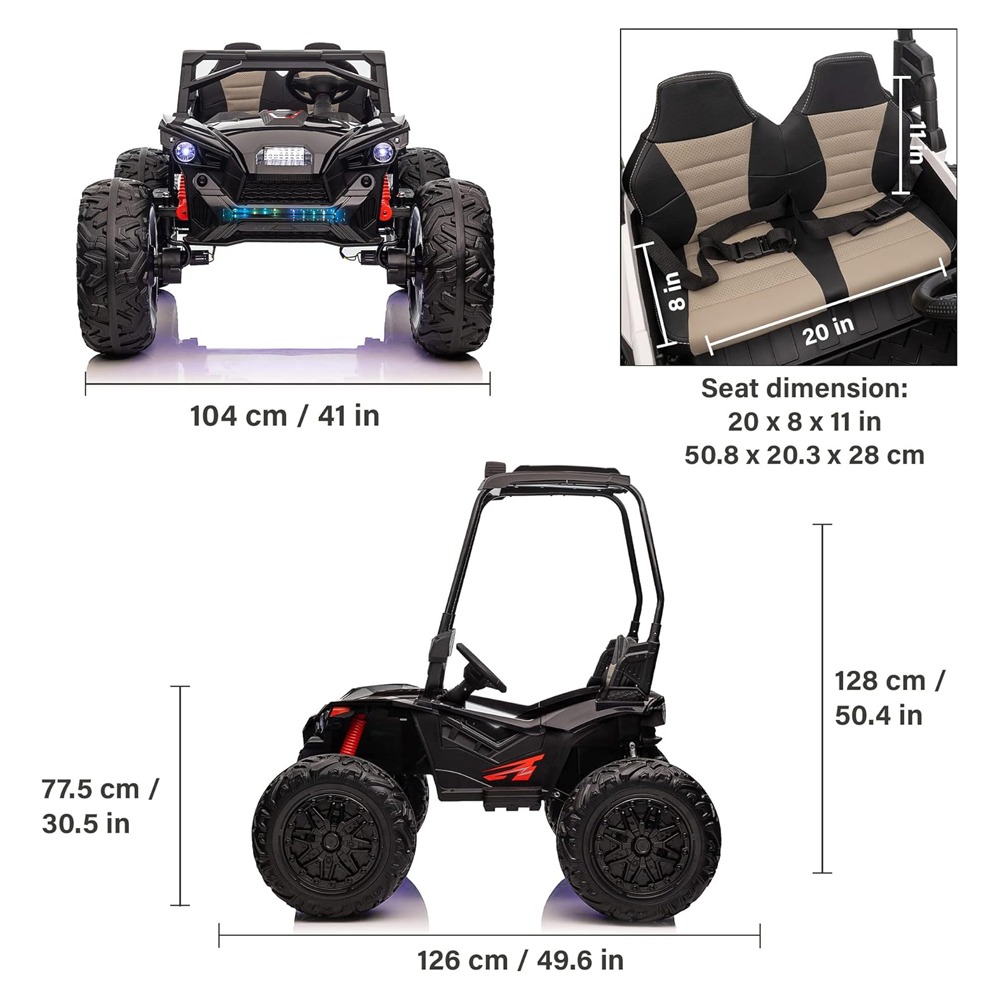 Megastar - Megastar Utv With Removable Canopy, Remote Control And Colorful Lights 2 Seater 12V