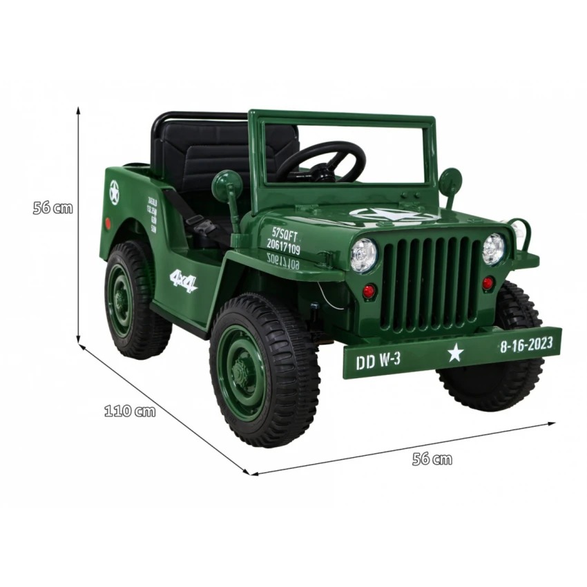 Megastar – Megastar Rideon Army Classic Jeep 12 V With 2 Seats And Parental Rc
