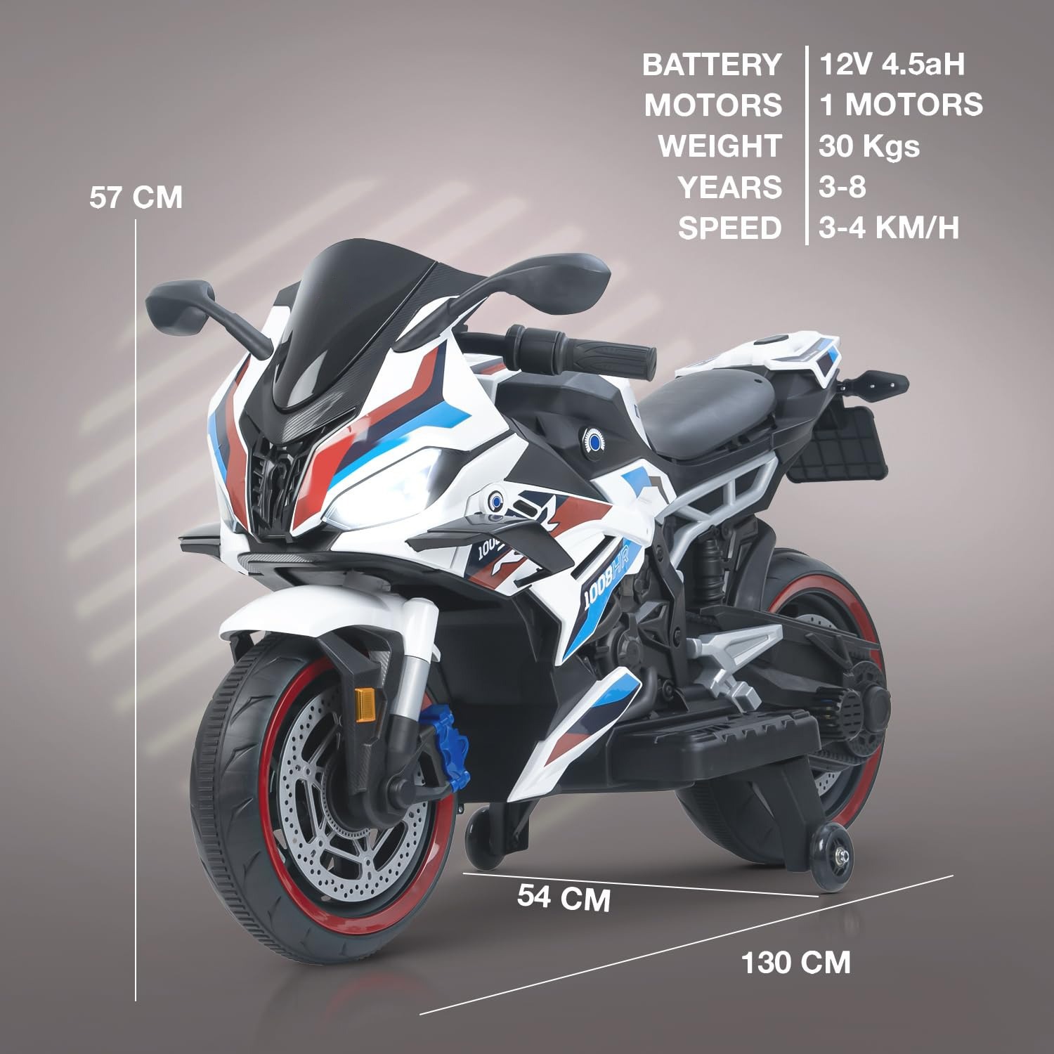 Megastar – Megastar Kids Electric Superbike Ride-On 12V Dual Motor, Led Lights