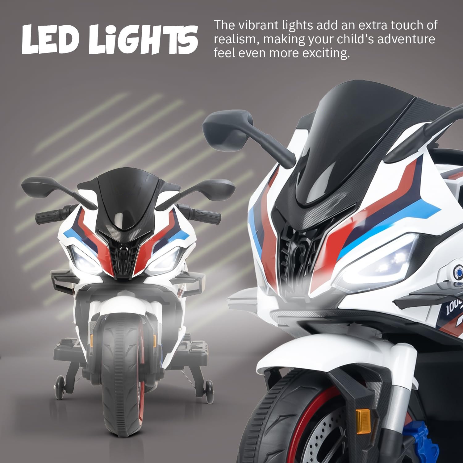 Megastar – Megastar Kids Electric Superbike Ride-On 12V Dual Motor, Led Lights