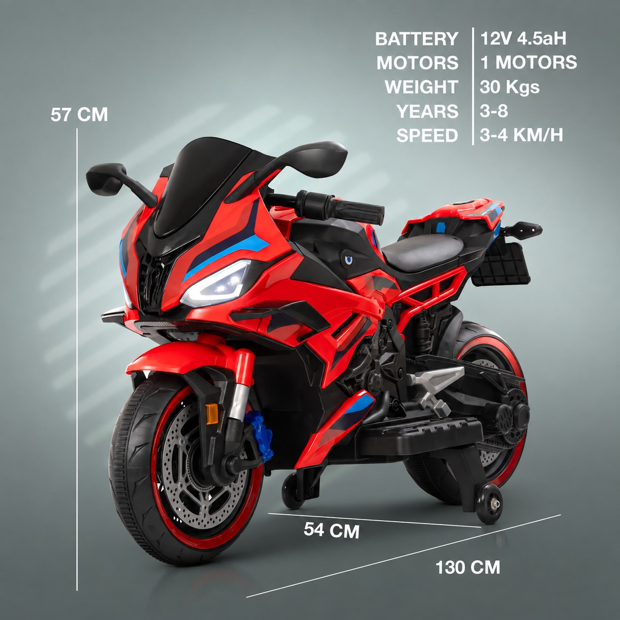 Megastar - Megastar Kids Electric Superbike Ride-On 12V Dual Motor, Led Lights