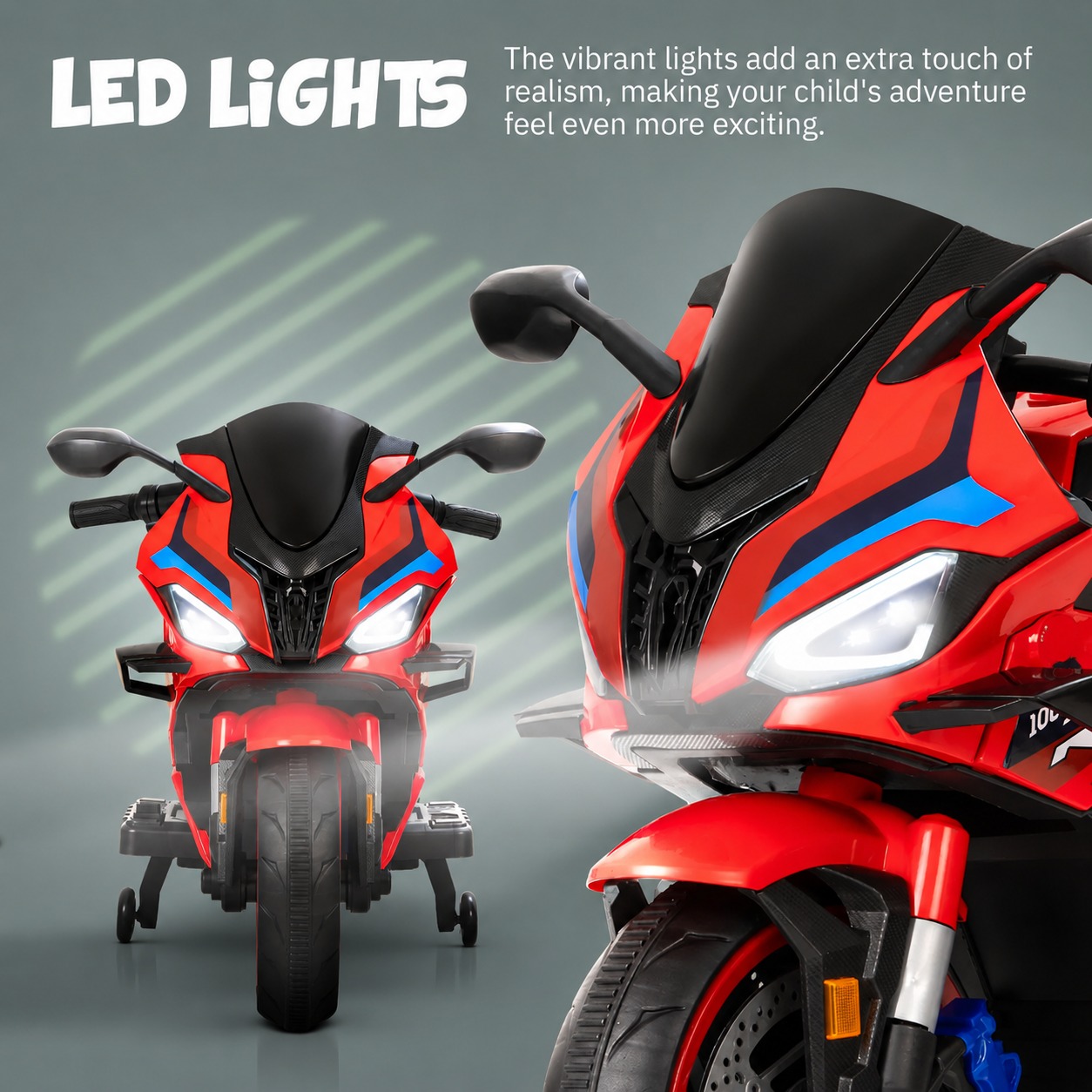 Megastar – Megastar Kids Electric Superbike Ride-On 12V Dual Motor, Led Lights