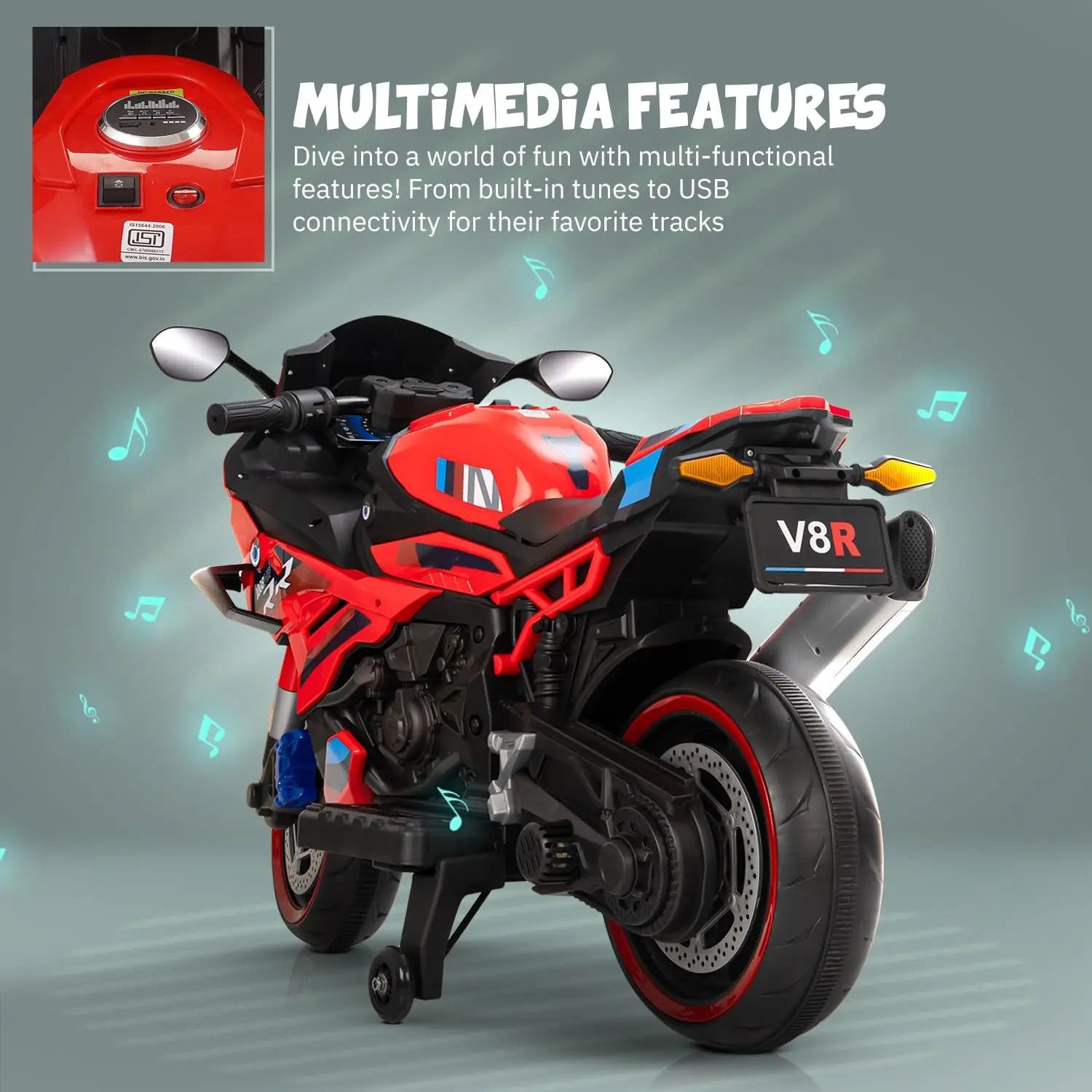 Megastar – Megastar Kids Electric Superbike Ride-On 12V Dual Motor, Led Lights