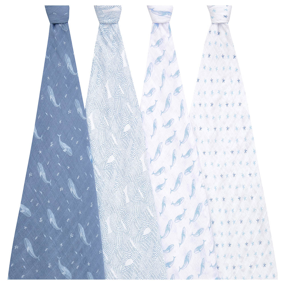 Aden + Anais - Large Swaddles - 4 Pack - Organic Cotton Muslin - Oceanic