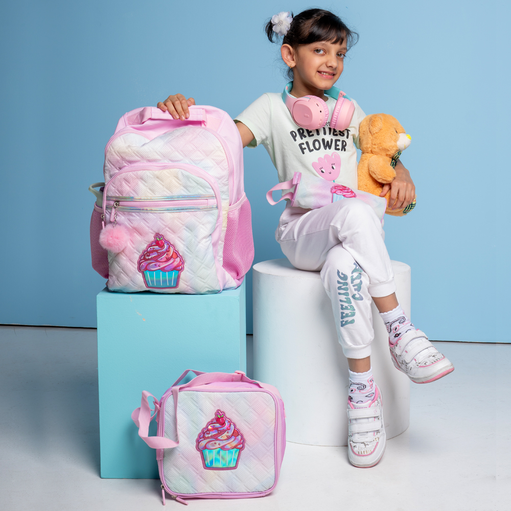 Eazy Kids – 17-Inch Backpack W/ Lunch Bag & Pencil Case – Set of 4 – Sugar Pop Pink