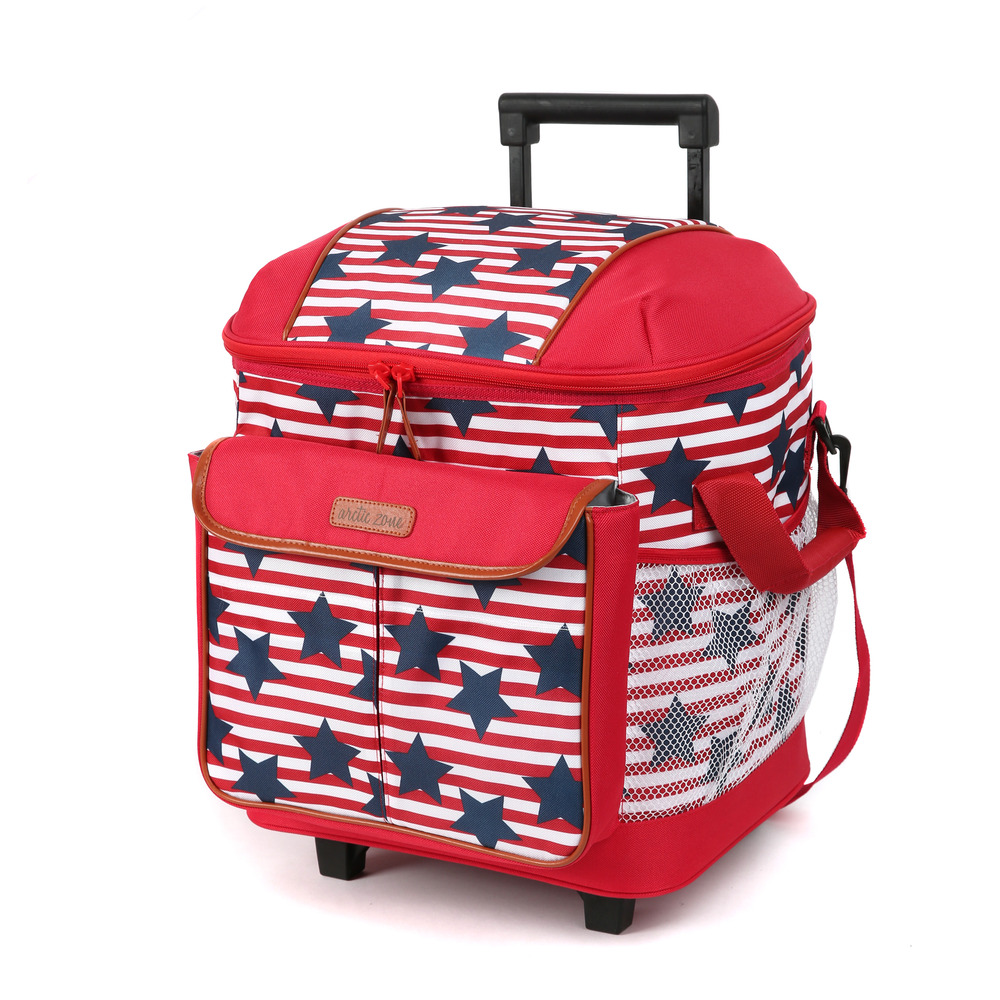 California Innovations - Insulated Rolling Tote - Red and Blue