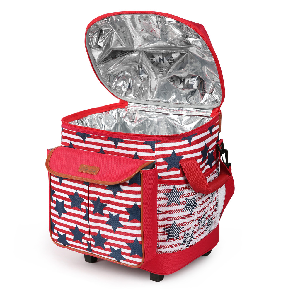 California Innovations - Insulated Rolling Tote - Red and Blue
