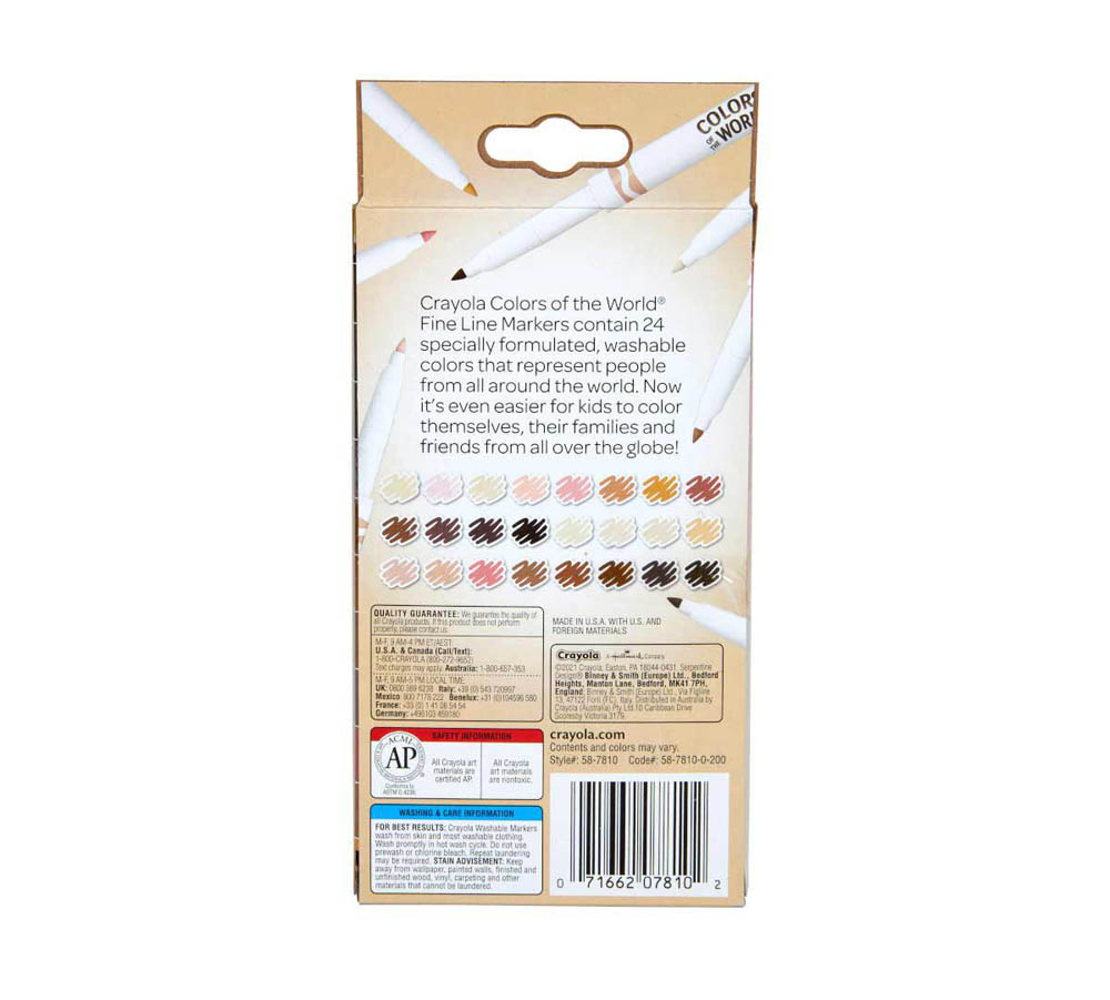 Crayola – Colors Of The World Fine Line Washable Skin Tone Markers, 24 Count