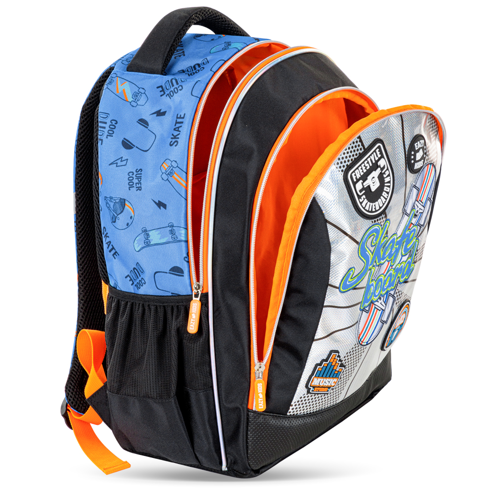 Eazy Kids – 17-Inch Backpack W/ Lunch Bag & Pencil Case – Set of 4 – Skate Board