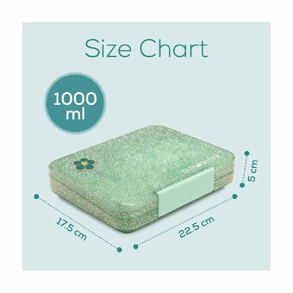 Eazy Kids – 6 & 4 Convertible Bento Lunch Box – Glitter Green b-1442070