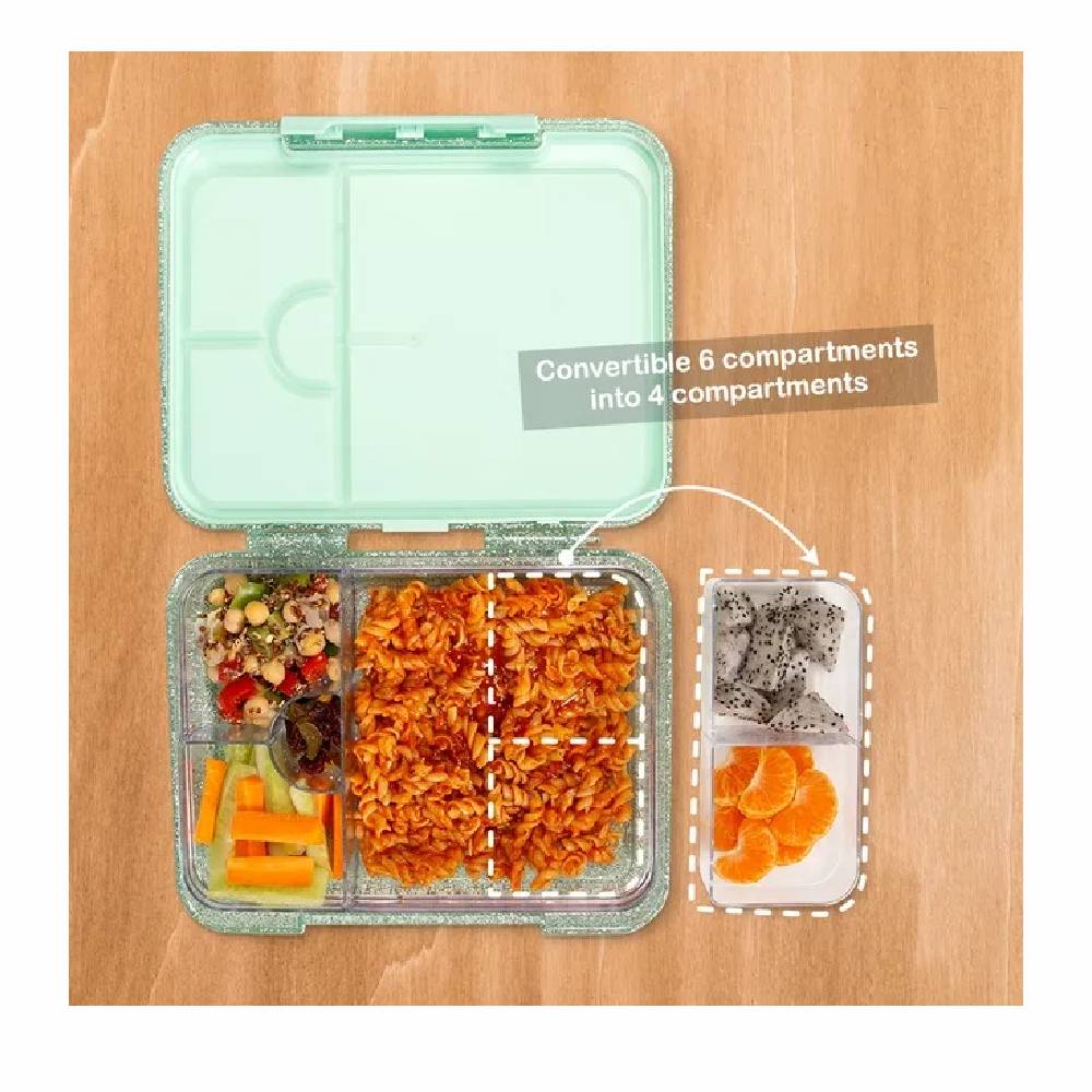 Eazy Kids – 6 & 4 Convertible Bento Lunch Box – Glitter Green b-1442070