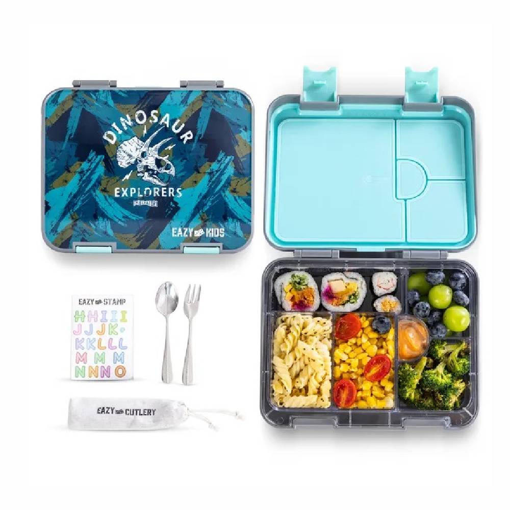 Eazy Kids - 6 & 4 Convertible Bento Lunch Box Set - T-Rex
