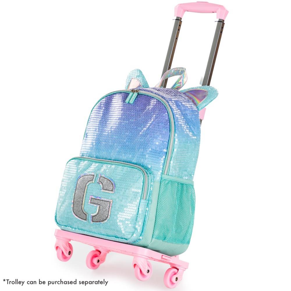 Eazy Kids – Backpack w/Lunch Bag and Pencil Case – 17Inch – Set of 3 – Girl Glitter Green