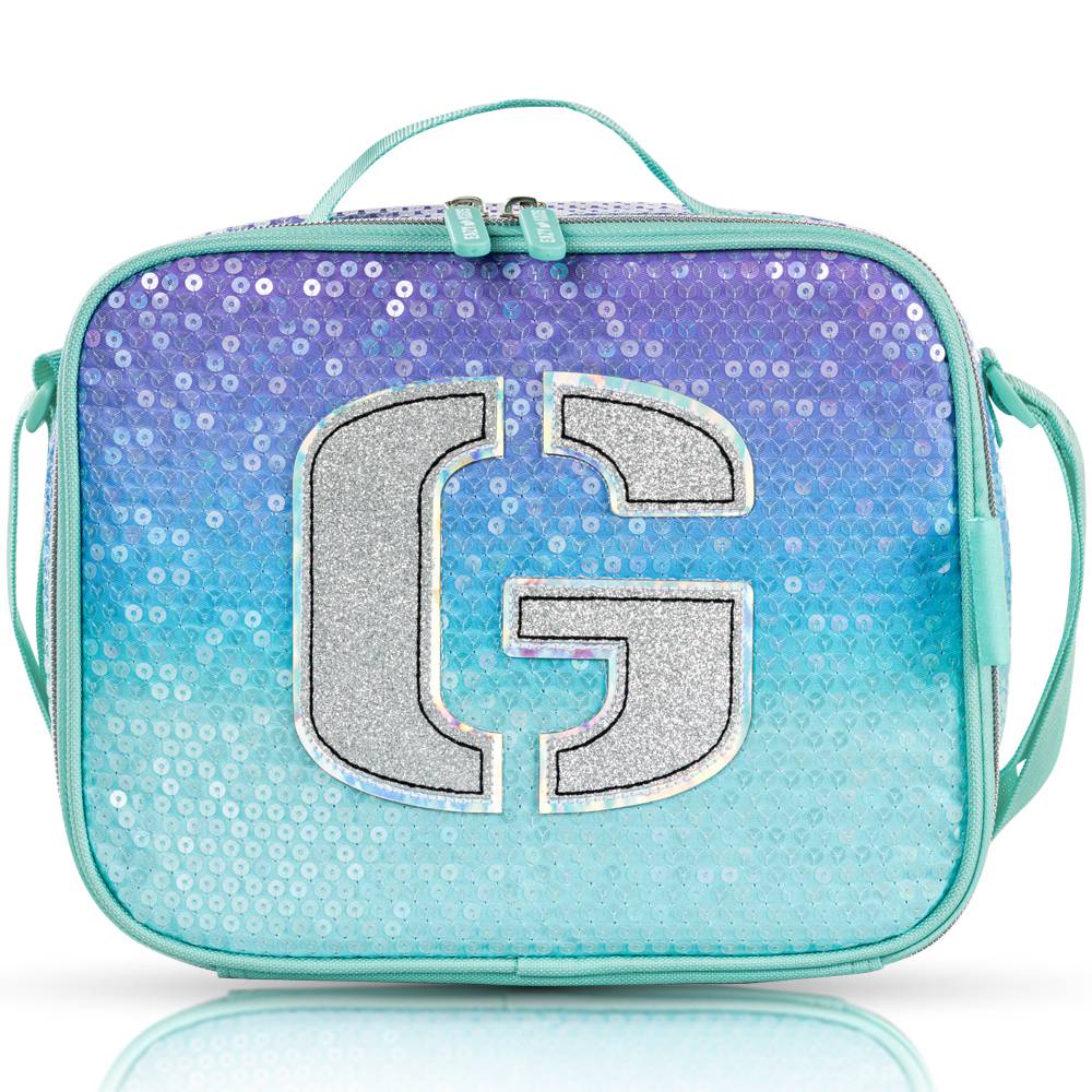 Eazy Kids – Backpack w/Lunch Bag and Pencil Case – 17Inch – Set of 3 – Girl Glitter Green